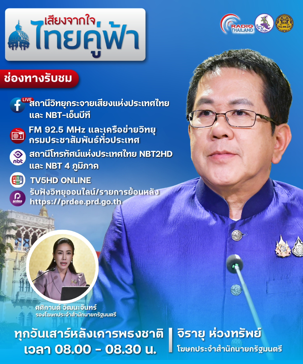 รับฟังรายการย้อนหลัง “เสียงจากใจ…ไทยคู่ฟ้า” วันที่ 23 สิงหาคม 2568 กับหลากหลายประเด็นที่น่าสนใจในรอบสัปดาห์