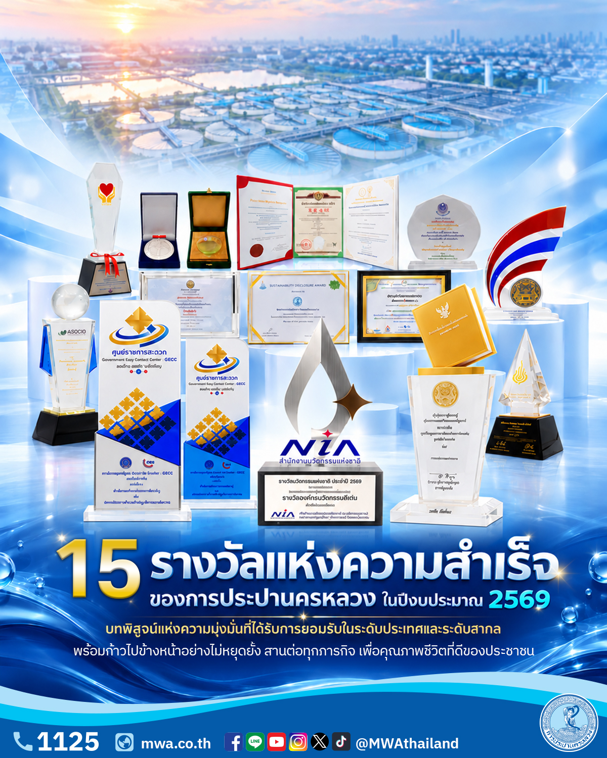15 รางวัล แห่งความสำเร็จของการประปานครหลวง ในปีงบประมาณ 2569